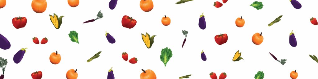 Fruits and vegetables against a white background
